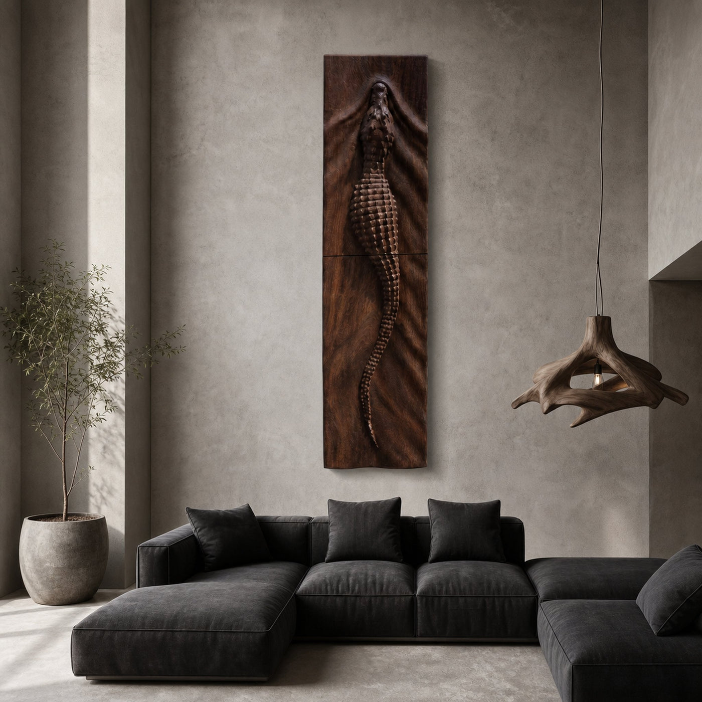 Abstract Wooden Wall Art Panel With Sculptural Organic Relief Design For Living Room And Entryway - product view 2