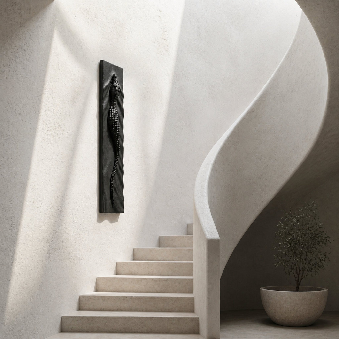 Abstract Wooden Wall Art Panel With Sculptural Organic Relief Design For Living Room And Entryway - product view 3