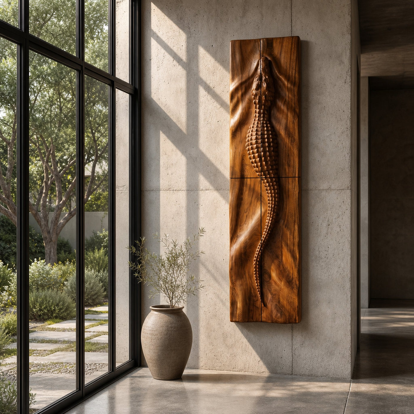 Abstract Wooden Wall Art Panel With Sculptural Organic Relief Design For Living Room And Entryway - product view 6