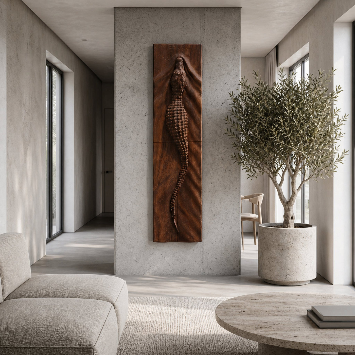 Abstract Wooden Wall Art Panel With Sculptural Organic Relief Design For Living Room And Entryway - product view 7