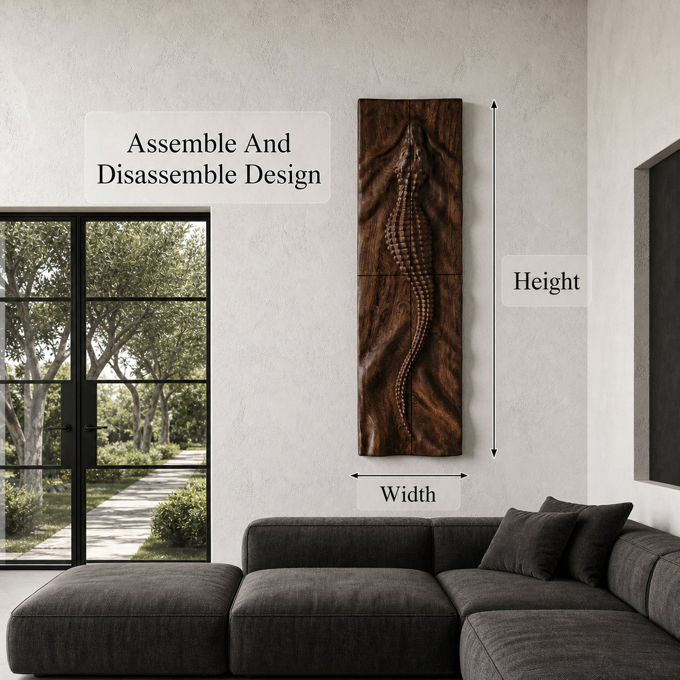 Abstract Wooden Wall Art Panel With Sculptural Organic Relief Design For Living Room And Entryway - product view 8
