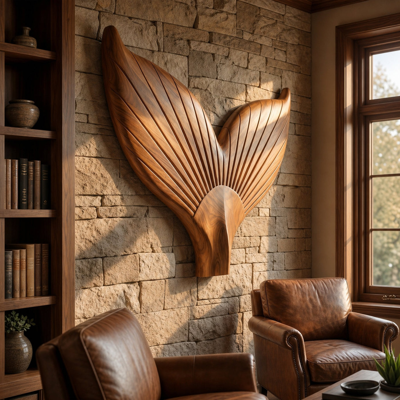 Angel Wings Wooden Wall Sculpture For Living Room And Entryway - product view 2