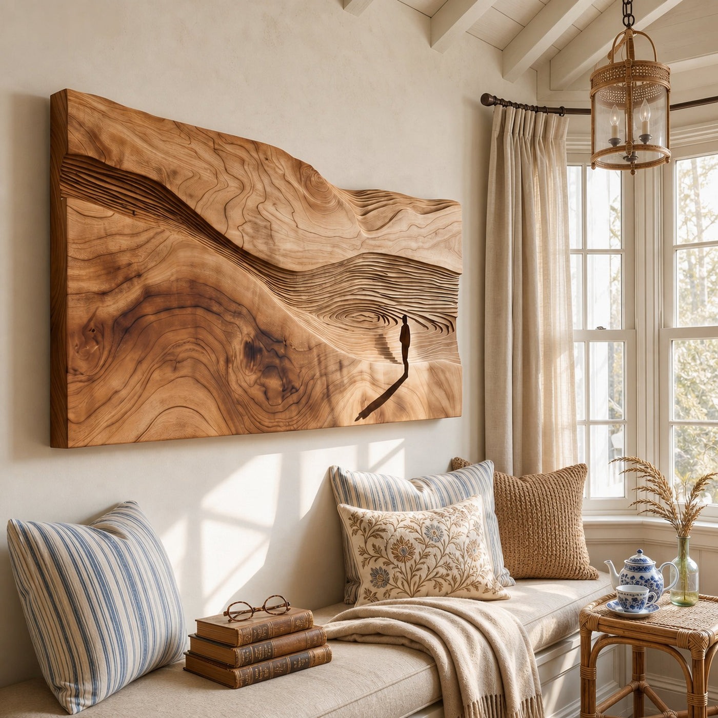 Artisan Fishing Boat Wood Wall Art For Contemporary Organic Interior Design - product view 2