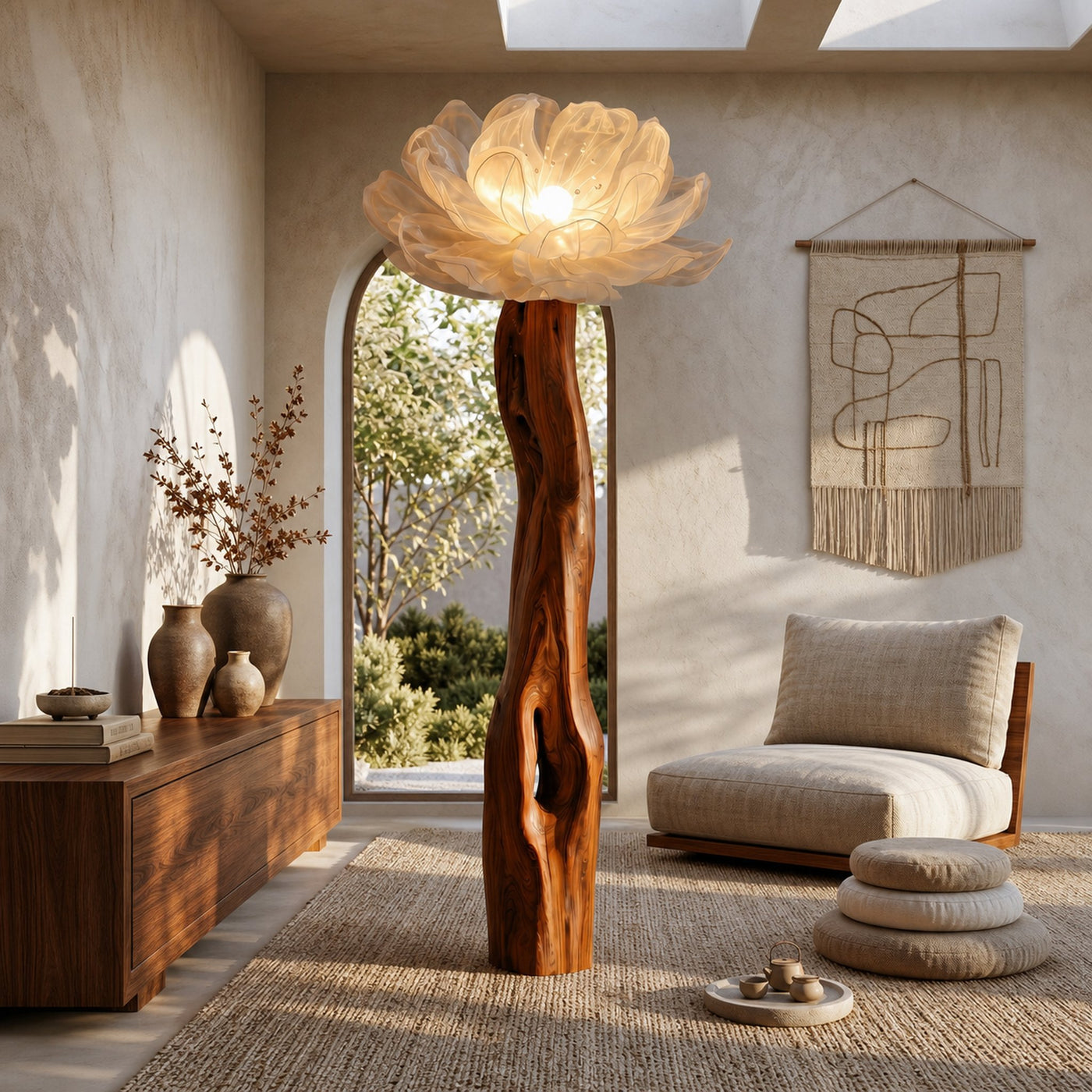 Artistic Floor Lamp Sculptural Flower Arrangement For Living Room