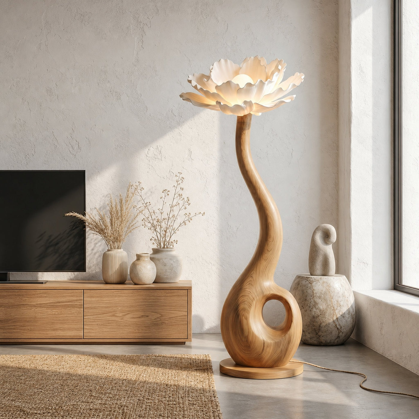 Artistic Floor Lamp With Nature Inspired Flower Design For Living Room - product view 2