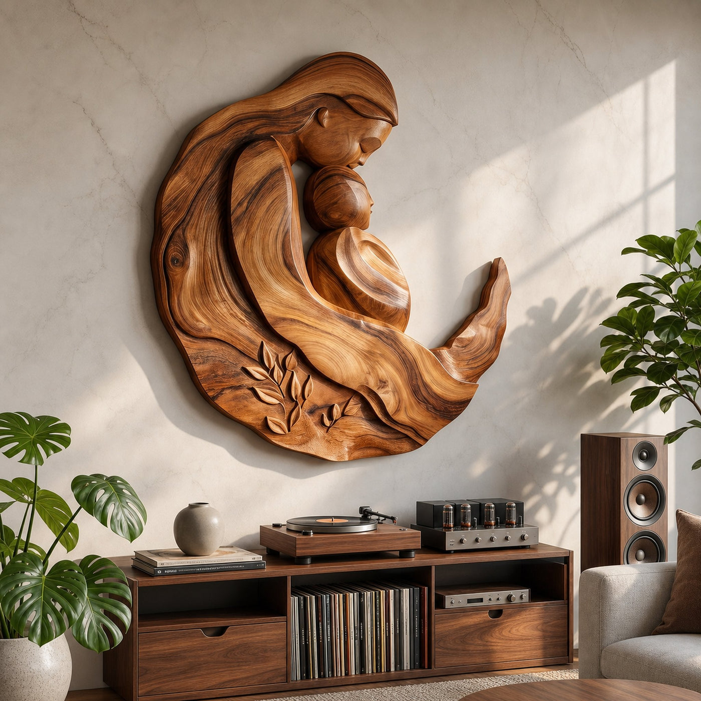 Artistic Motherhood Wall Decor With Carved Detail For Office - product view 3