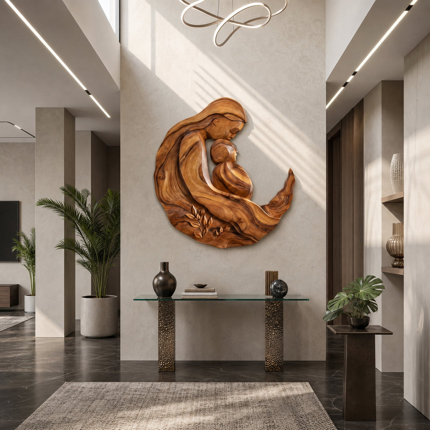 Artistic Motherhood Wall Decor With Carved Detail For Office - product view 4
