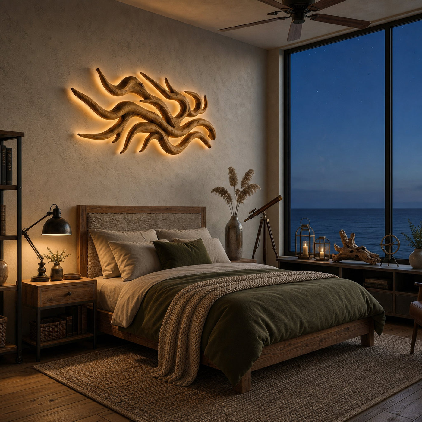 Artistic Wood Wall Light Flowing Root Design For Bedroom Decor - product view 5