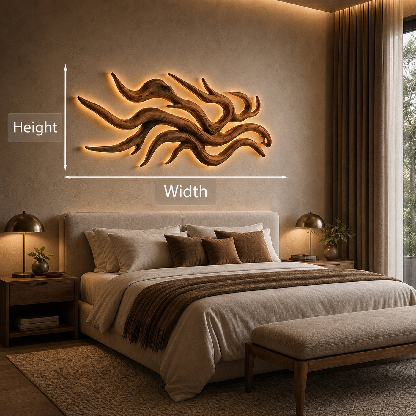 Artistic Wood Wall Light Flowing Root Design For Bedroom Decor - product view 8