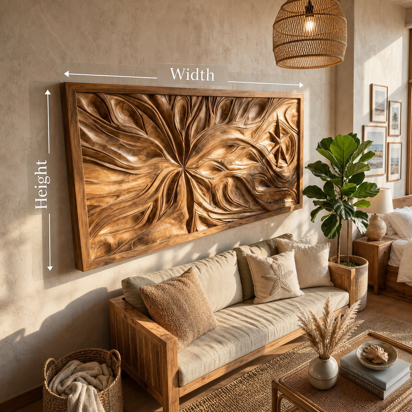 Boho Abstract Floral Wood Wall Art Coastal Bedroom Interior Decor - product view 5