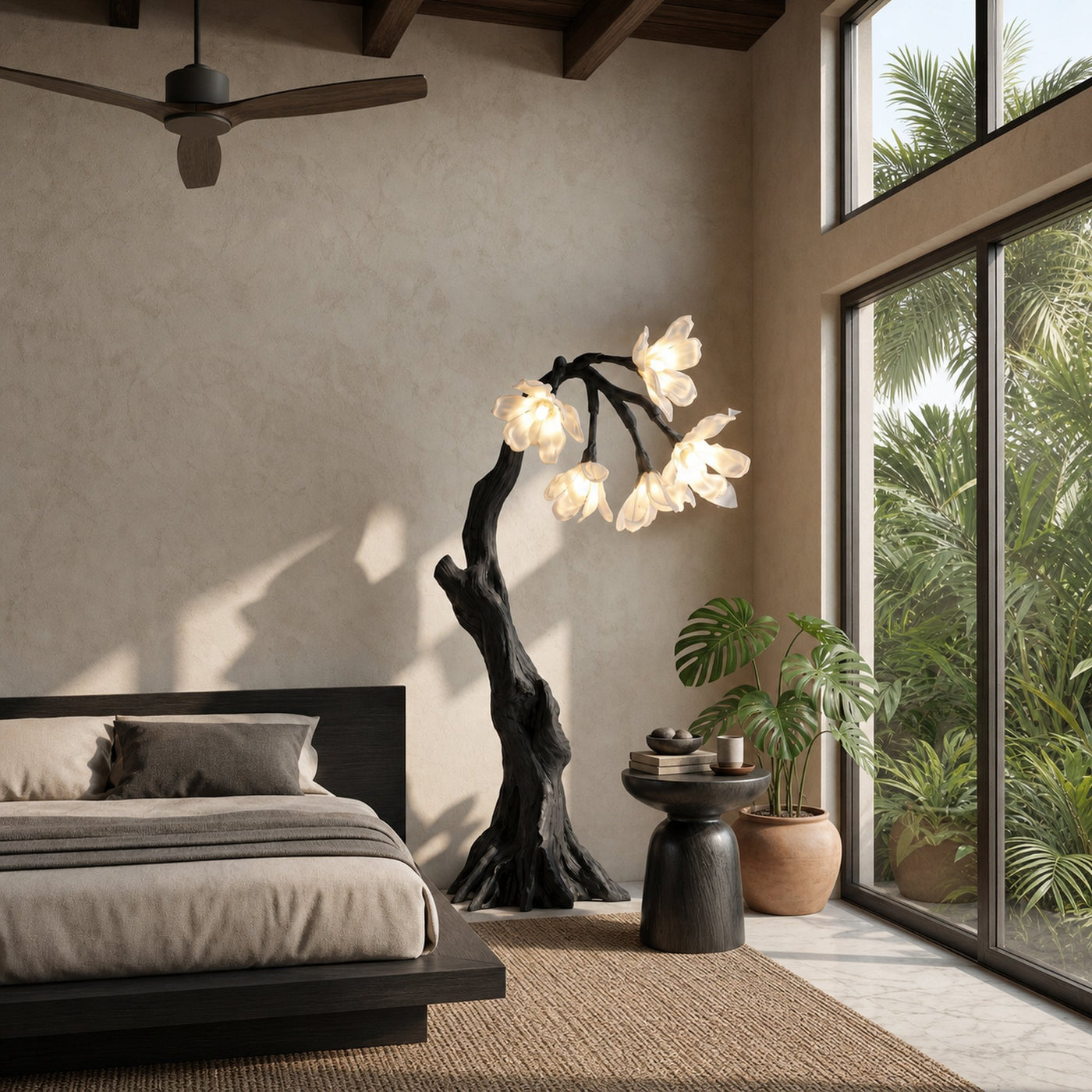Botanical Standing Lamp With Flower Shade For Living Room And Bedroom - product view 4