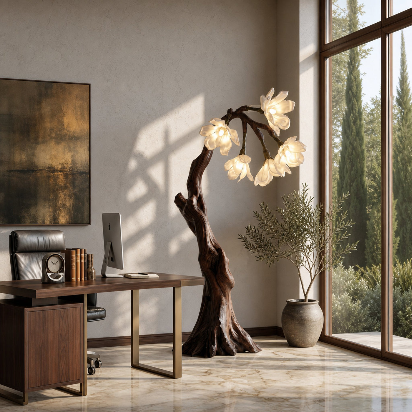 Botanical Standing Lamp With Flower Shade For Living Room And Bedroom - product view 7