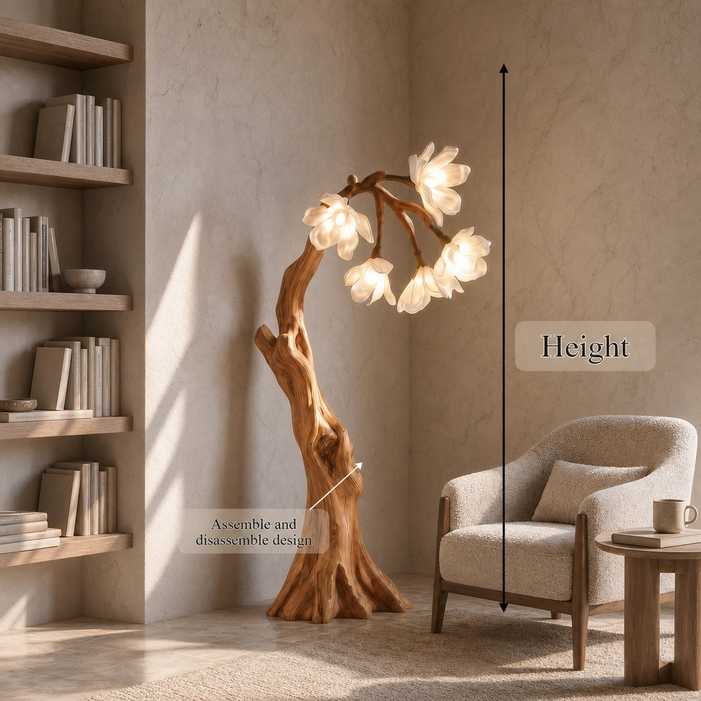 Botanical Standing Lamp With Flower Shade For Living Room And Bedroom - product view 8