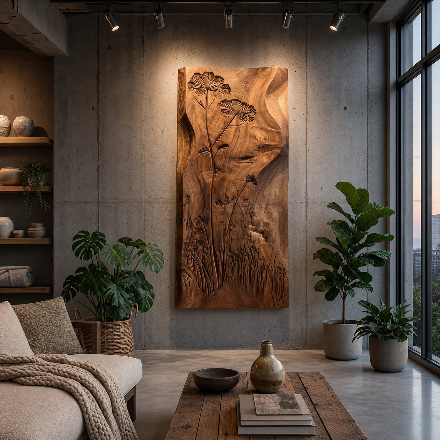 Botanical Wall Panel With Wildflower Relief For Hallway - product view 2