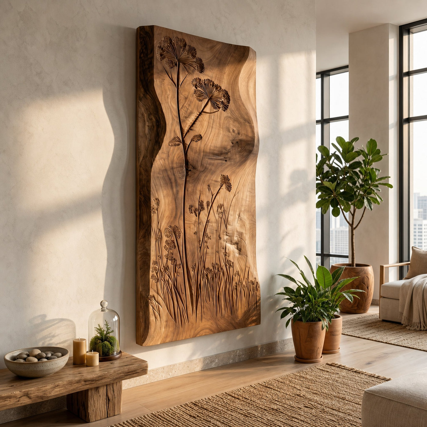 Botanical Wall Panel With Wildflower Relief For Hallway - product view 4