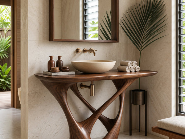 Botanical Wooden Sink Vanity For Spa Retreat