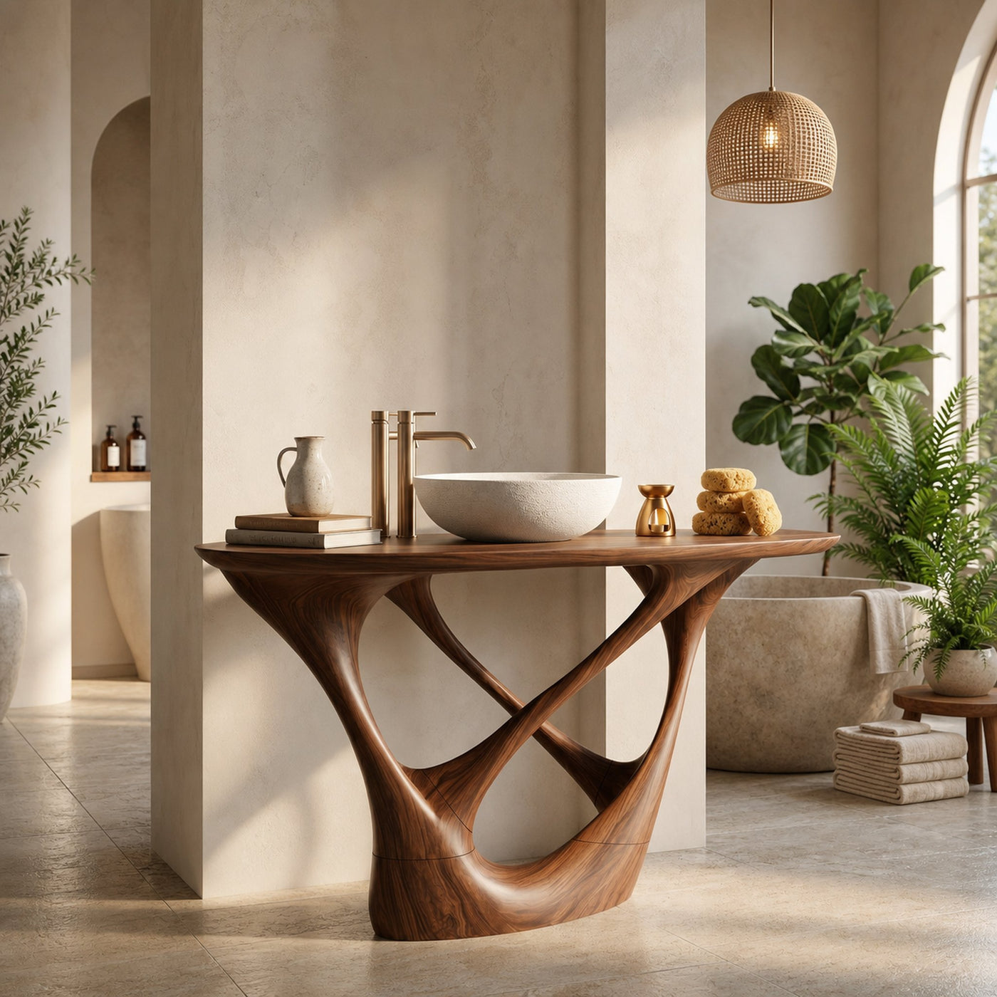 Botanical Wooden Sink Vanity For Spa Retreat - product view 3