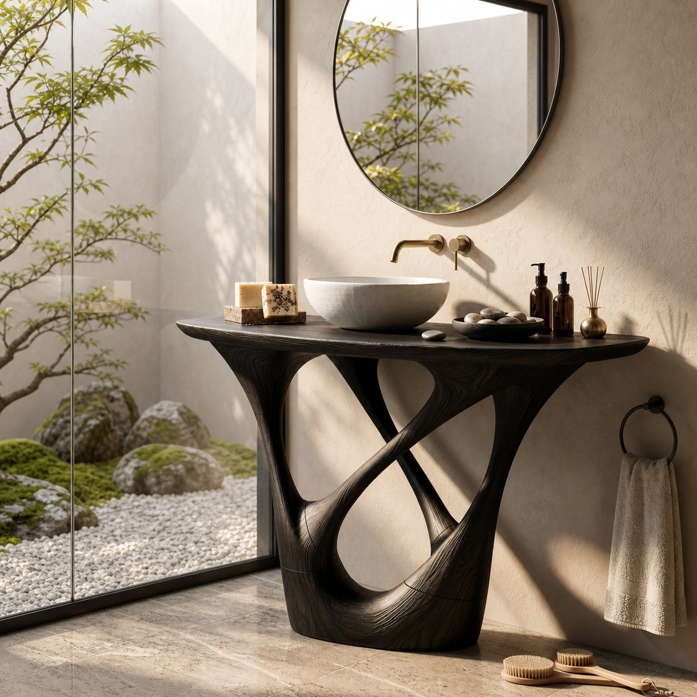 Botanical Wooden Sink Vanity For Spa Retreat - product view 4