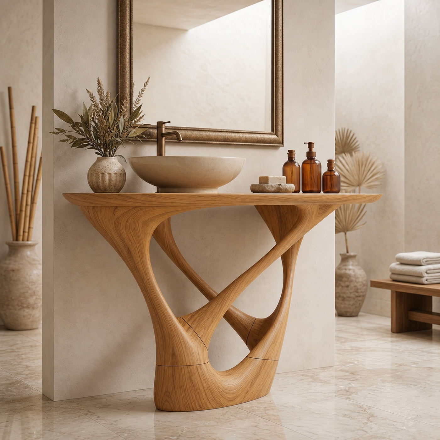 Botanical Wooden Sink Vanity For Spa Retreat - product view 5