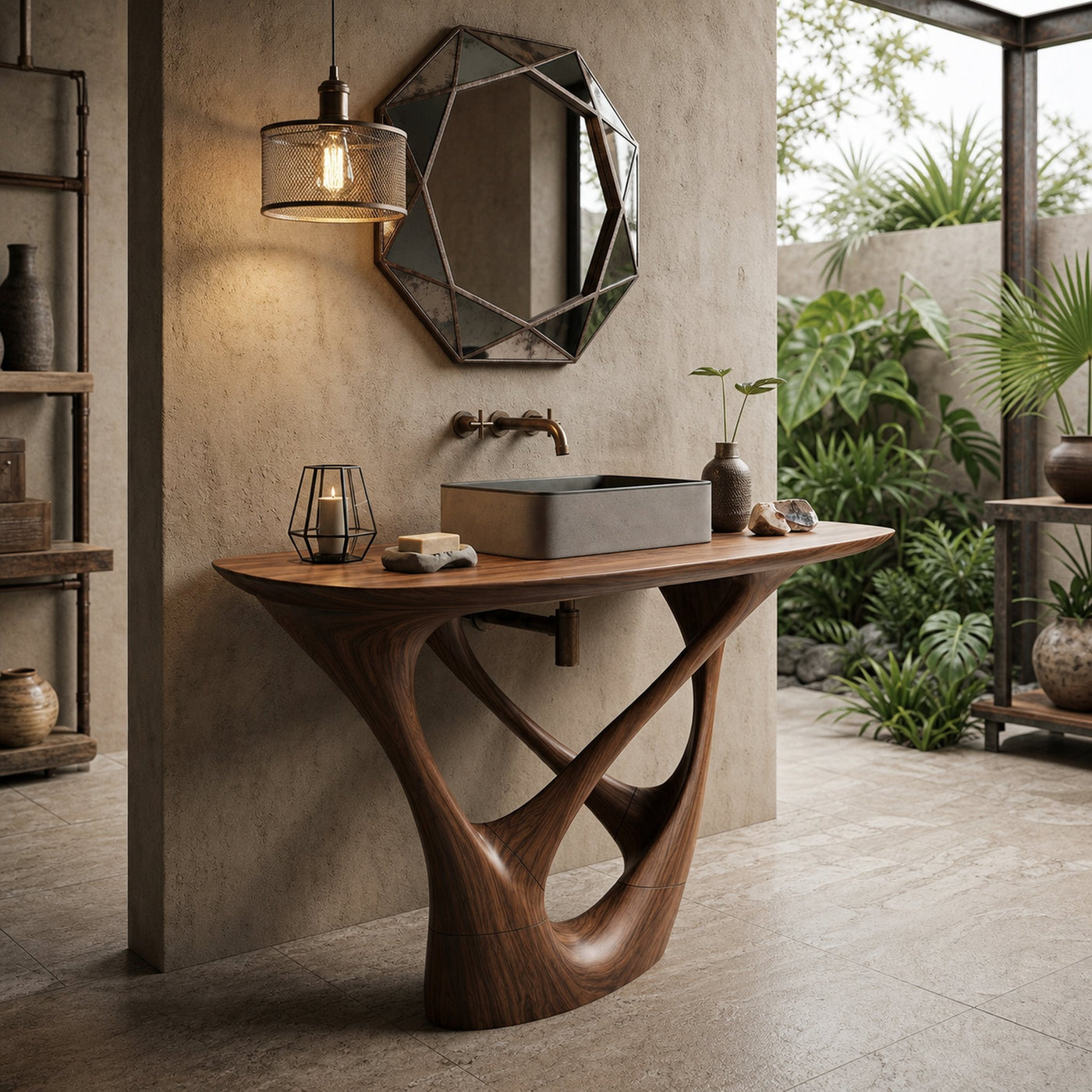 Botanical Wooden Sink Vanity For Spa Retreat - product view 6