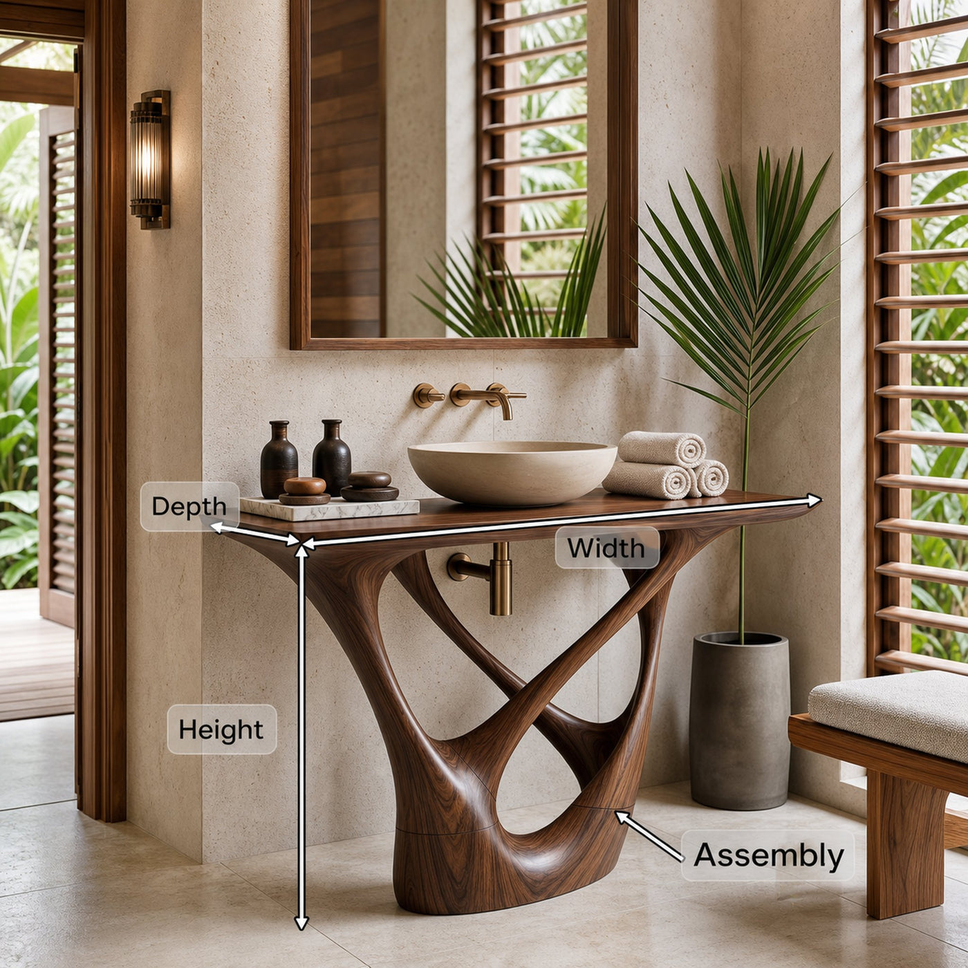 Botanical Wooden Sink Vanity For Spa Retreat - product view 8