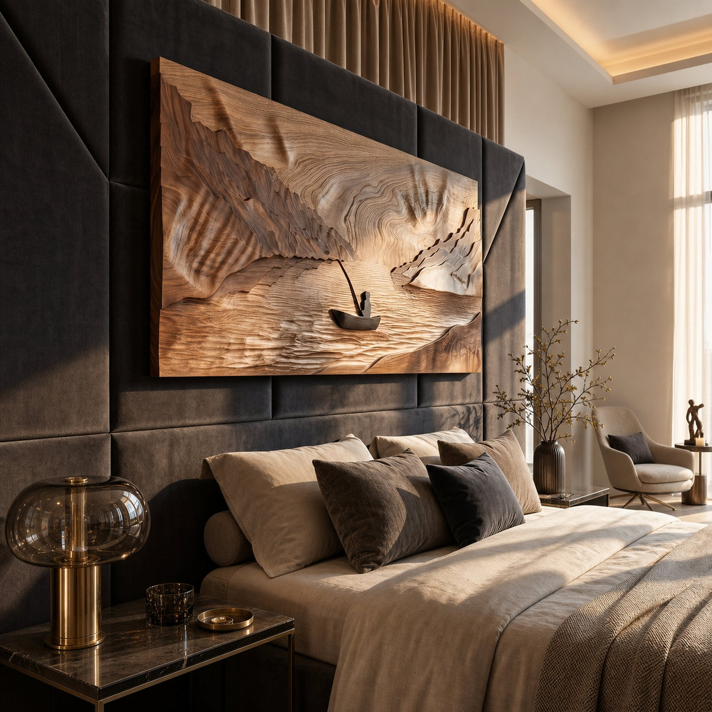 Carved Campfire Wood Wall Art For Cozy Lodge Interior Design - product view 3