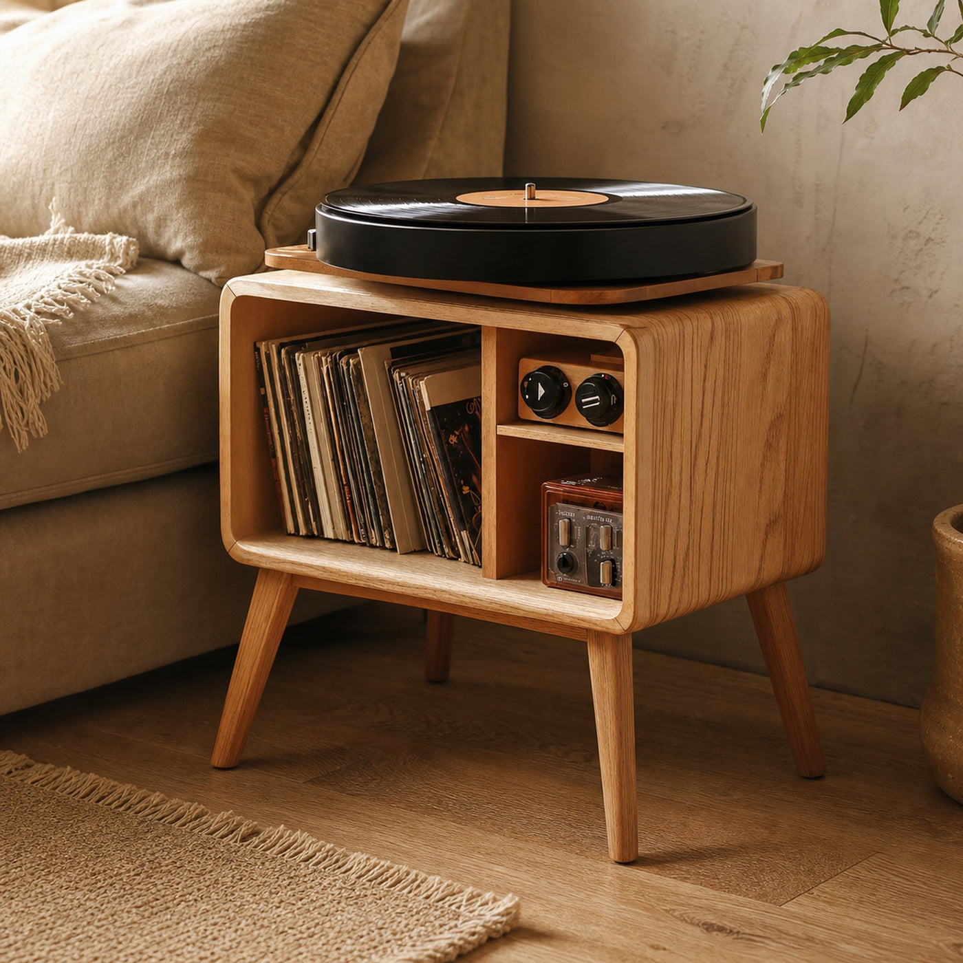 Classic Record Player Stand For Living Room, Bedroom, Office