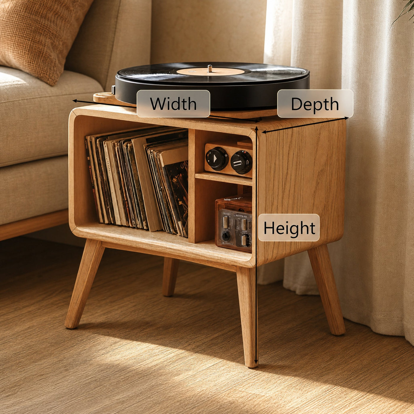 Classic Record Player Stand For Living Room, Bedroom, Office - product view 5
