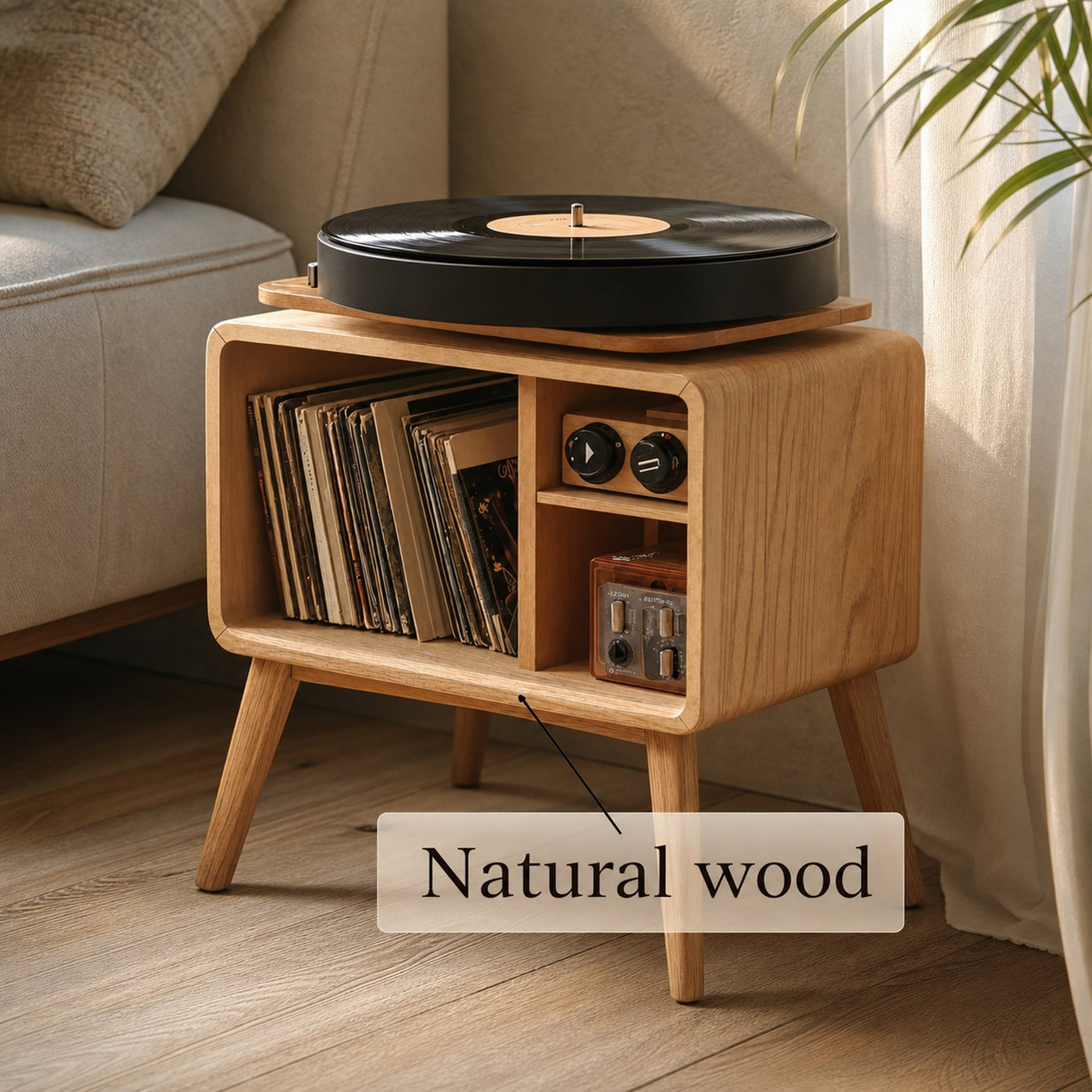 Classic Record Player Stand For Living Room, Bedroom, Office - product view 6