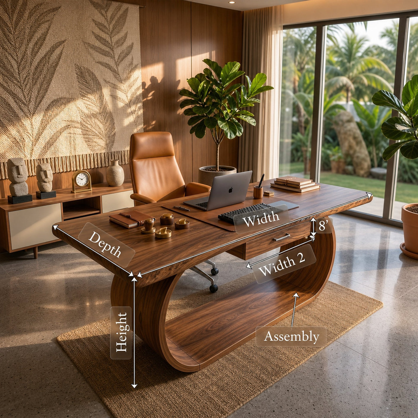Classic Study Desk With Side Drawers For Bedroom Office - product view 8