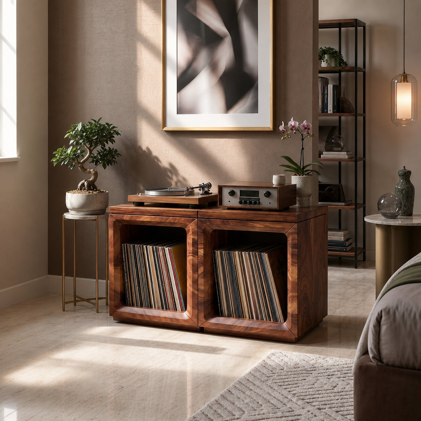 Coastal Minimalist Record Storage Cabinet Beach House - product view 6