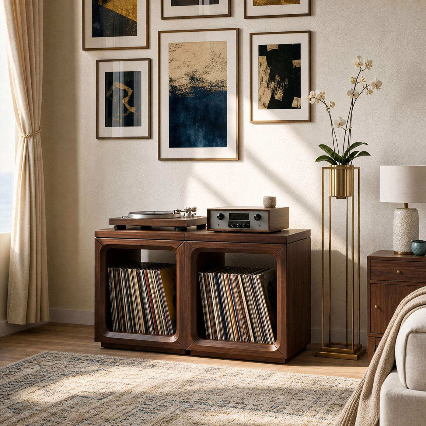 Coastal Minimalist Record Storage Cabinet Beach House - product view 7