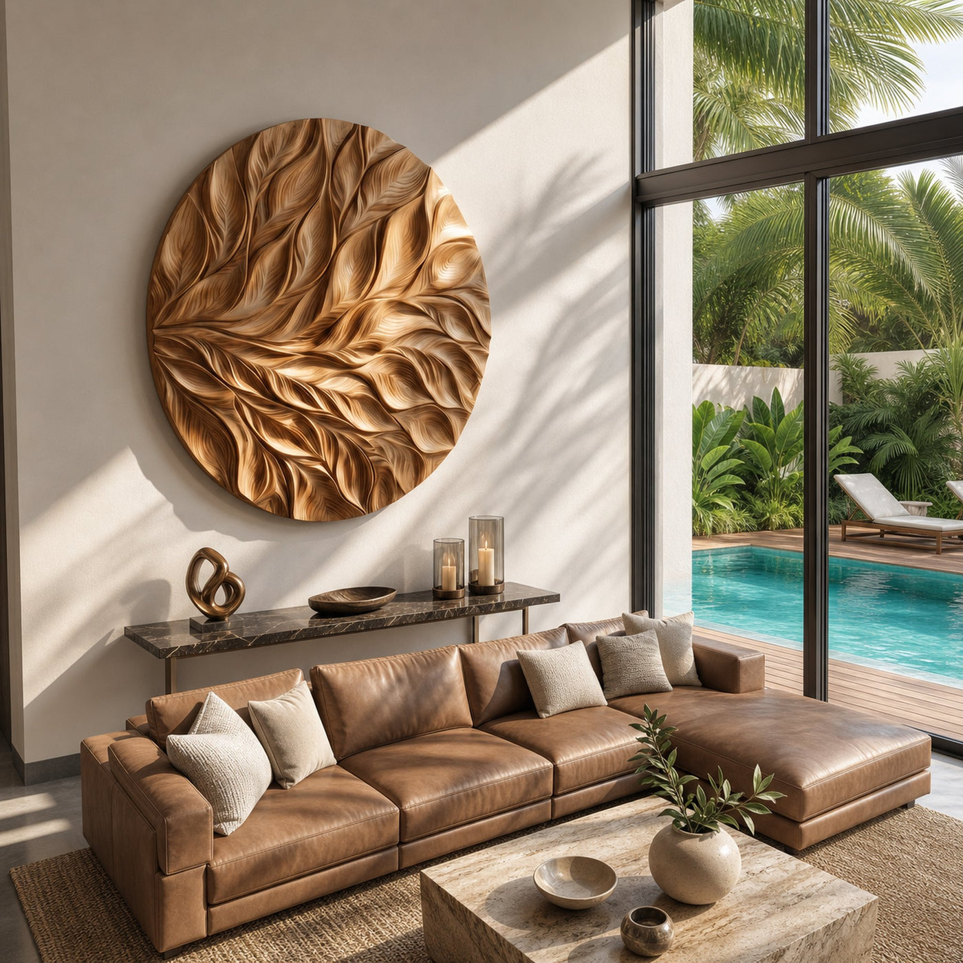 Coastal Wall Art With Flowing Leaf Design For Hallway - product view 2