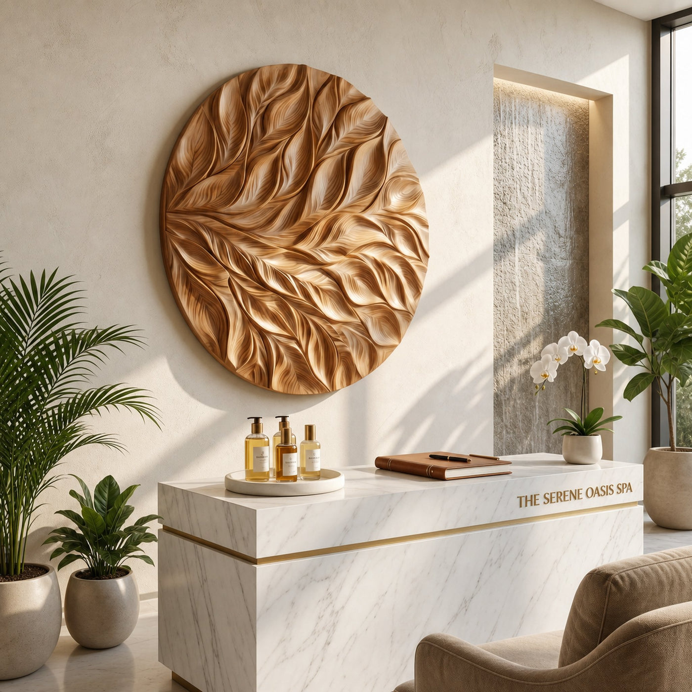 Coastal Wall Art With Flowing Leaf Design For Hallway - product view 3
