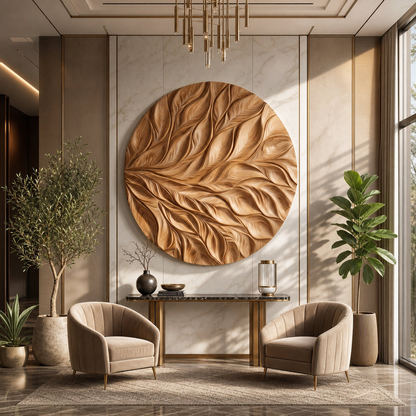 Coastal Wall Art With Flowing Leaf Design For Hallway - product view 4