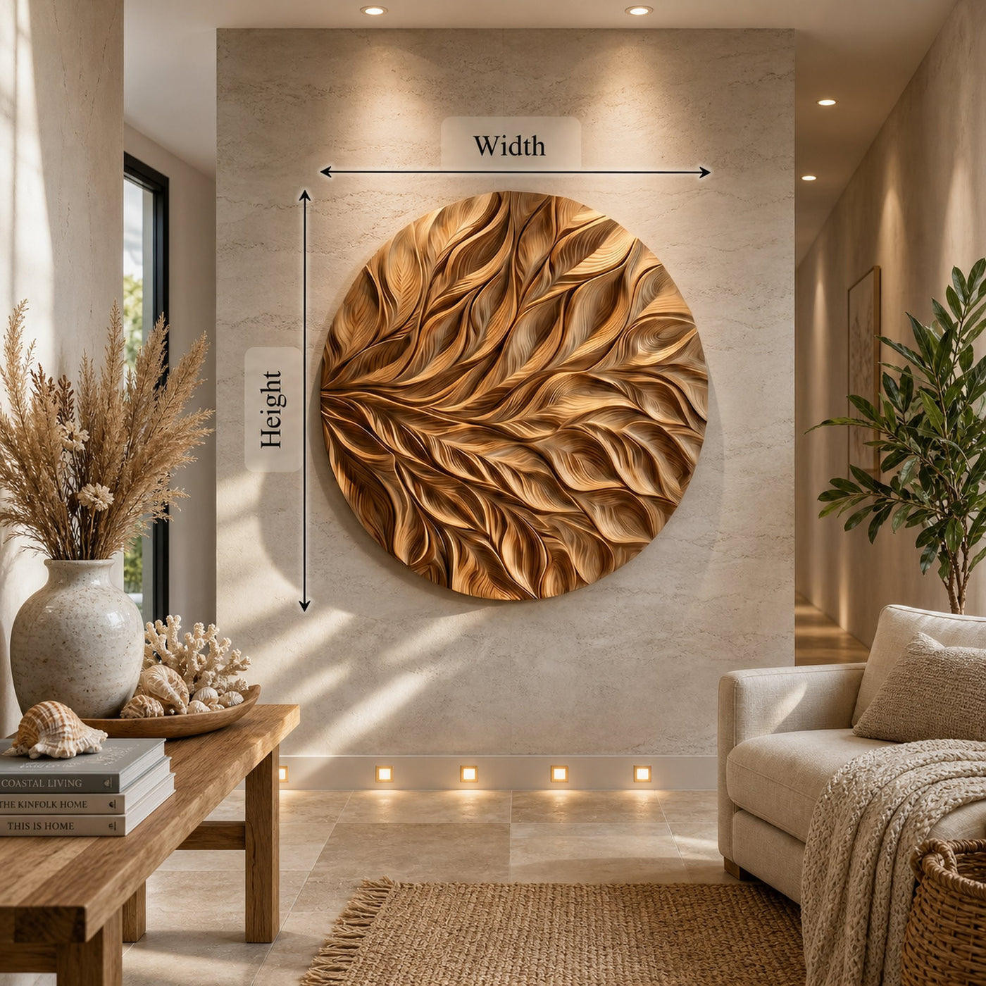 Coastal Wall Art With Flowing Leaf Design For Hallway - product view 5