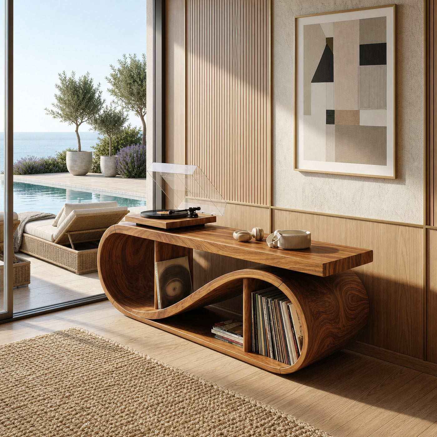 Coastal Wave Record Storage Cabinet Beach Residence