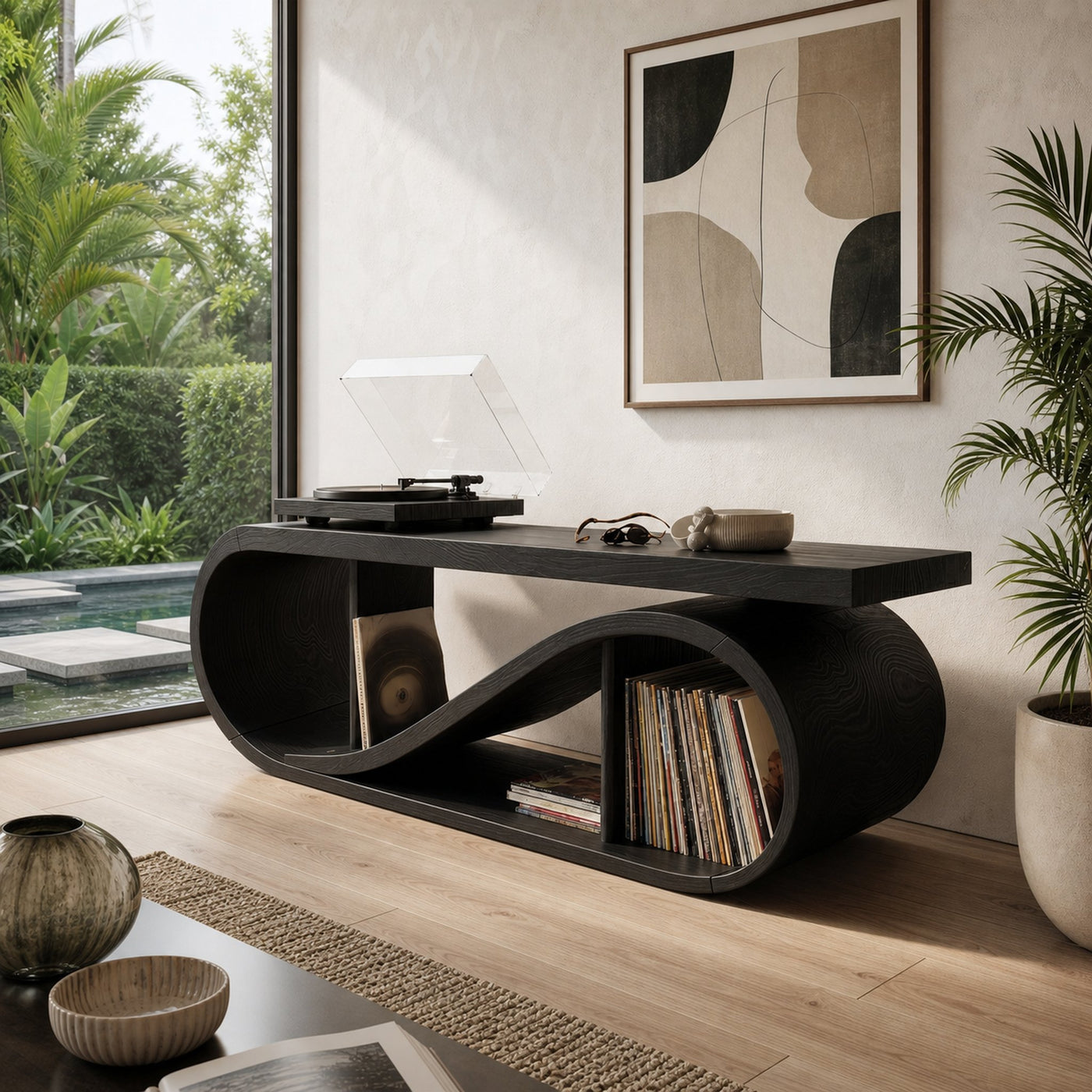 Coastal Wave Record Storage Cabinet Beach Residence - product view 4