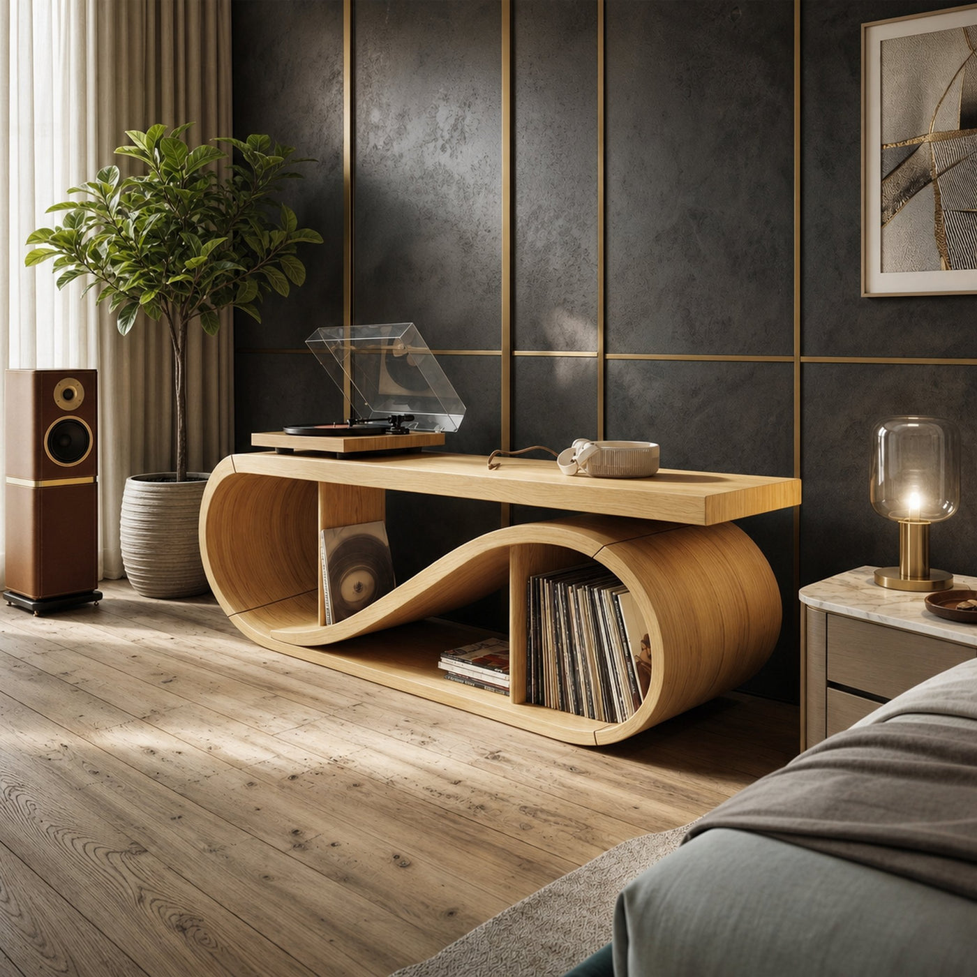 Coastal Wave Record Storage Cabinet Beach Residence - product view 5