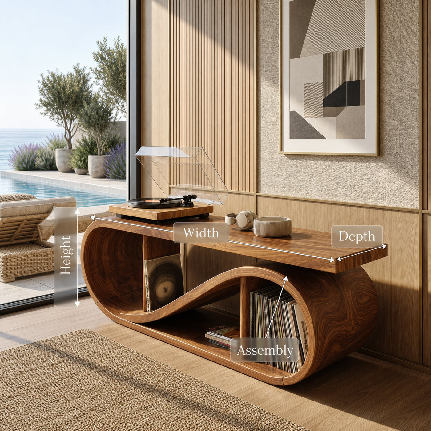 Coastal Wave Record Storage Cabinet Beach Residence - product view 8
