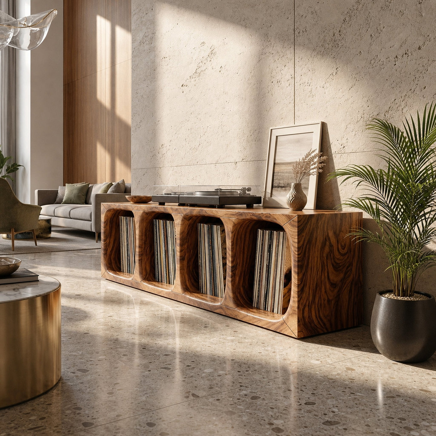 Contemporary Arch Vinyl Storage Cabinet Luxury Lounge