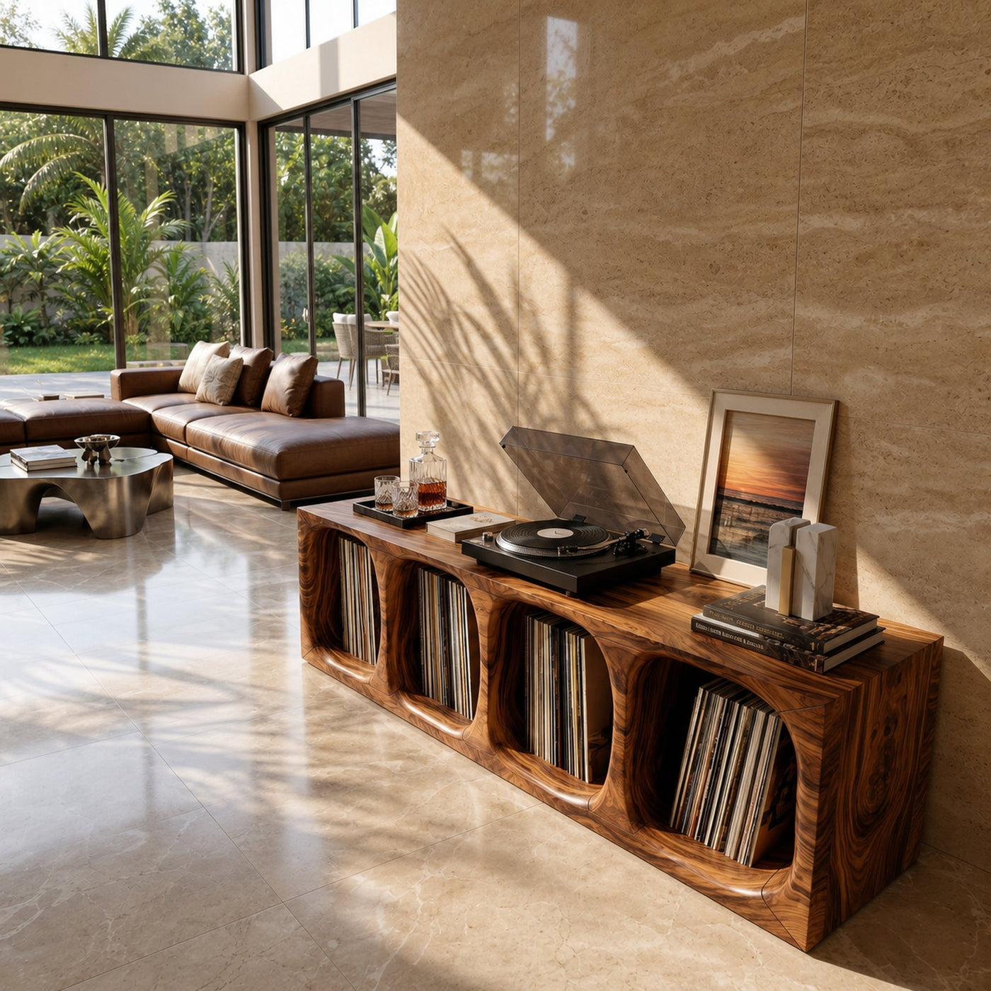 Contemporary Arch Vinyl Storage Cabinet Luxury Lounge - product view 2