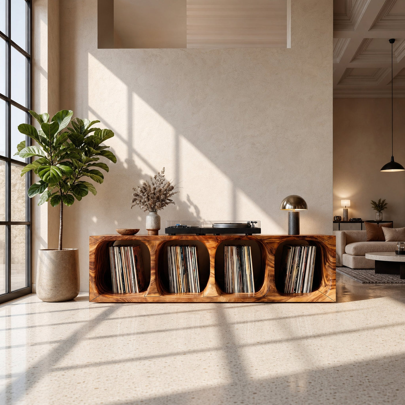 Contemporary Arch Vinyl Storage Cabinet Luxury Lounge - product view 3