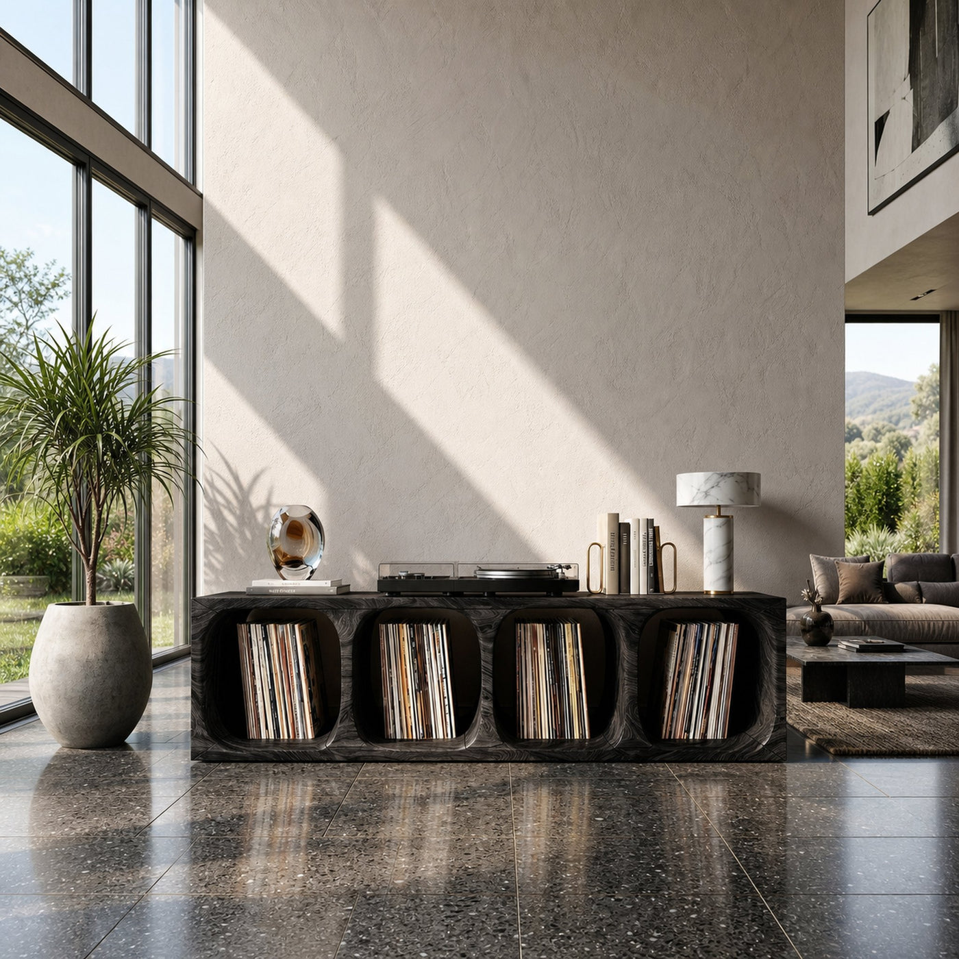 Contemporary Arch Vinyl Storage Cabinet Luxury Lounge - product view 4