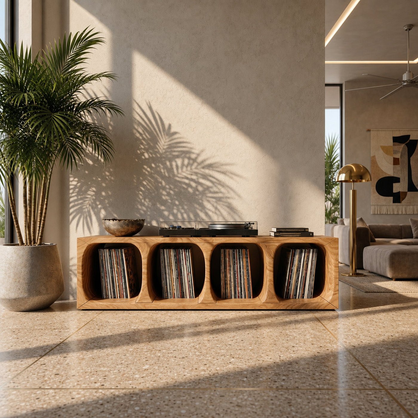 Contemporary Arch Vinyl Storage Cabinet Luxury Lounge - product view 5