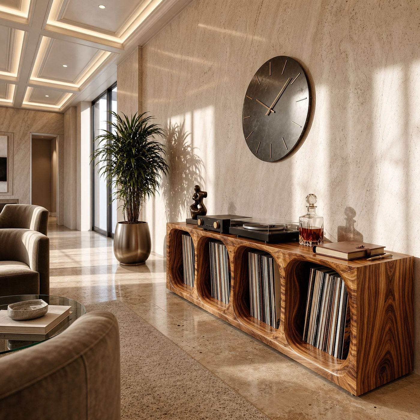 Contemporary Arch Vinyl Storage Cabinet Luxury Lounge - product view 6