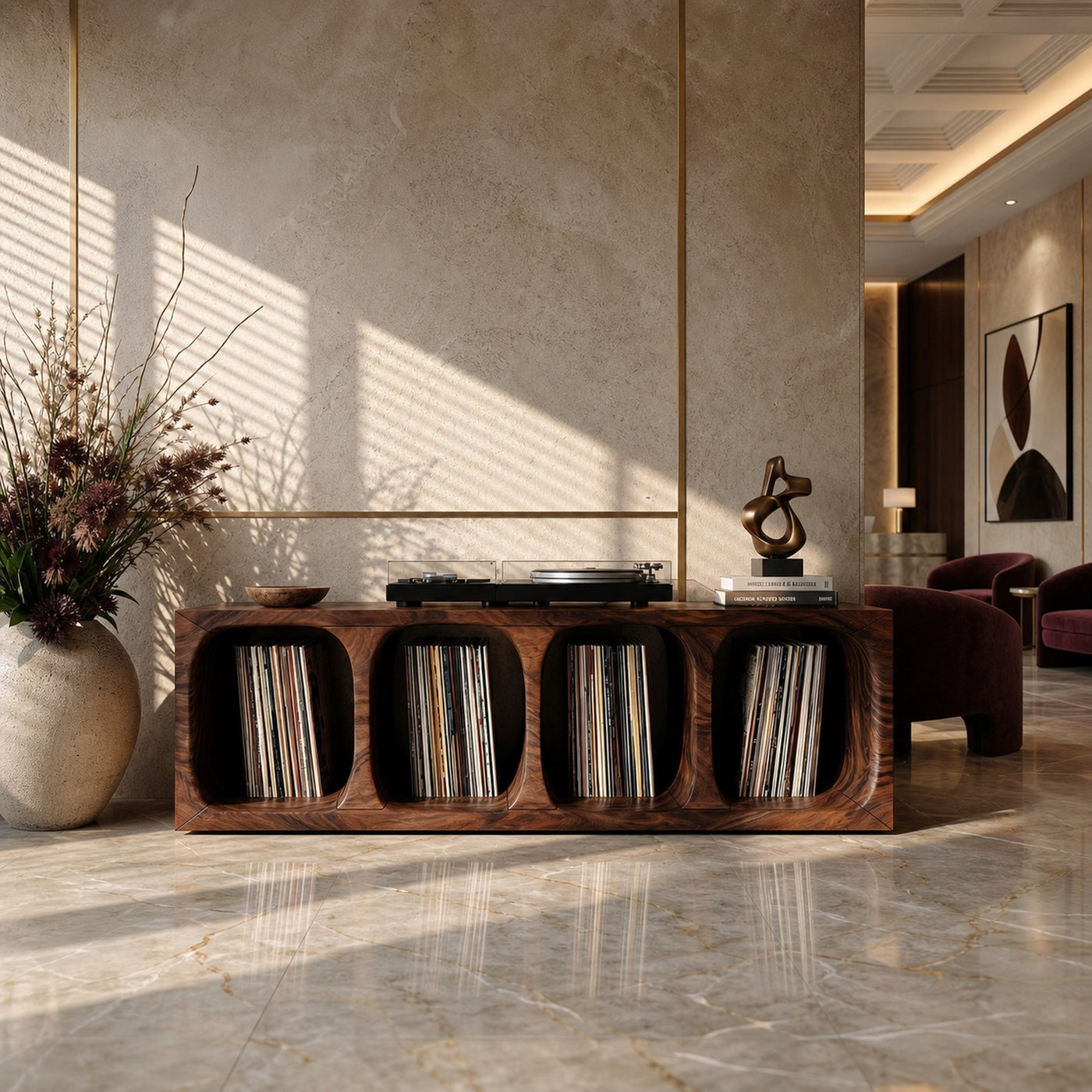 Contemporary Arch Vinyl Storage Cabinet Luxury Lounge - product view 7