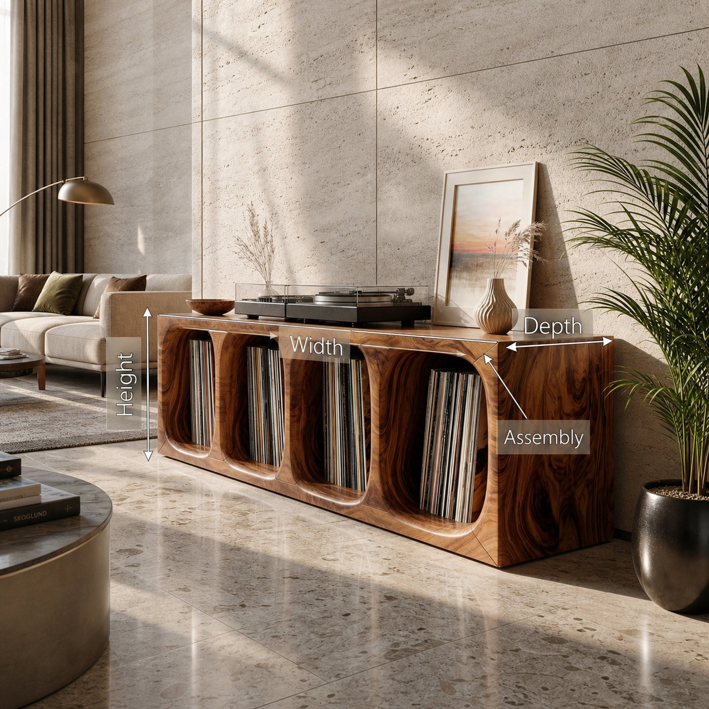 Contemporary Arch Vinyl Storage Cabinet Luxury Lounge - product view 8