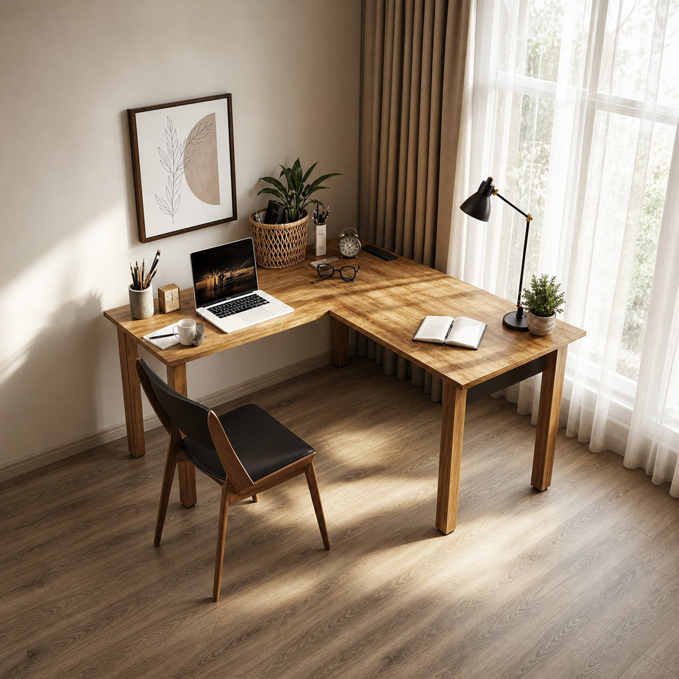 Contemporary Clean Computer Corner Desk For Home Office And Work Area
