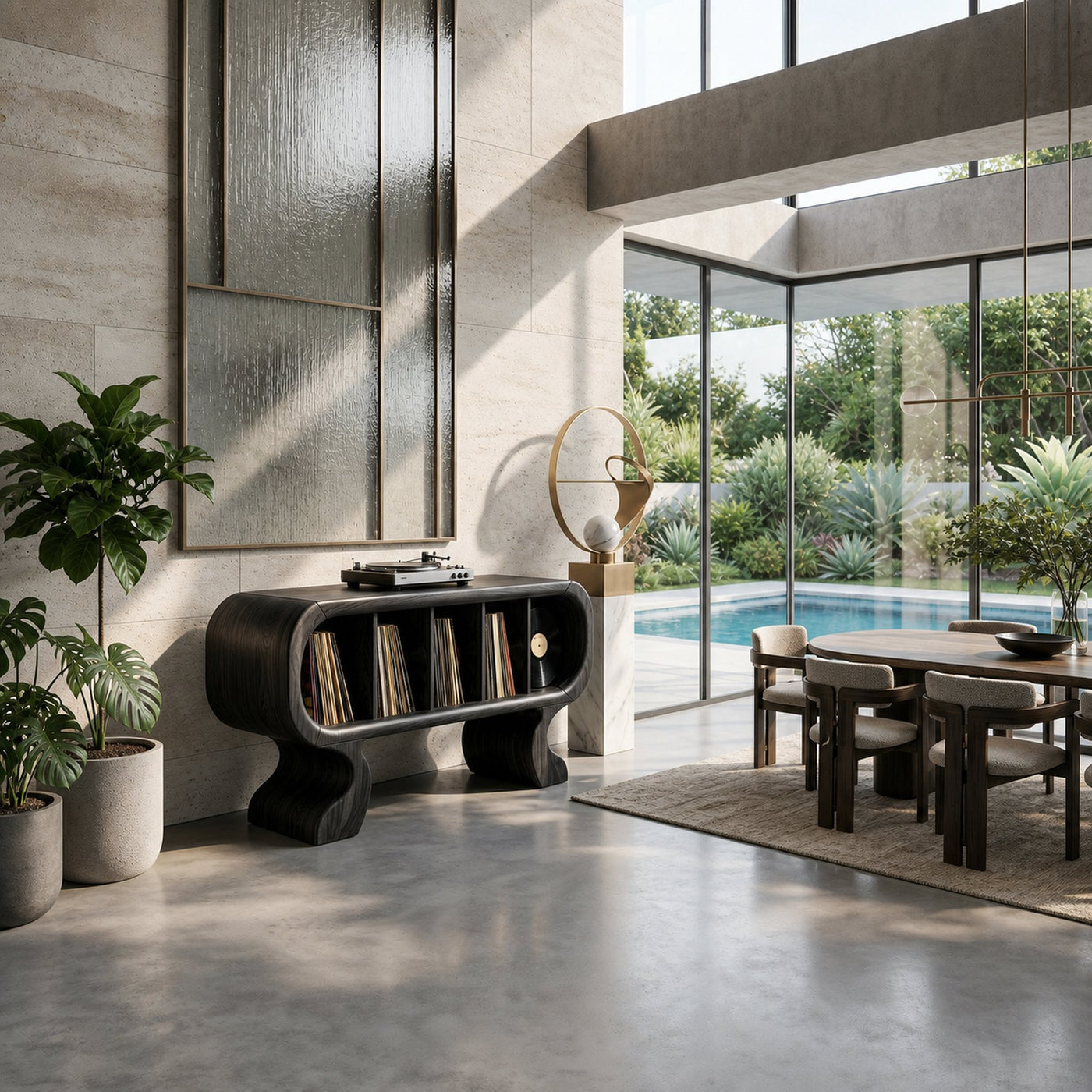 Contemporary Curved Record Player Stand Luxury Suite - product view 4